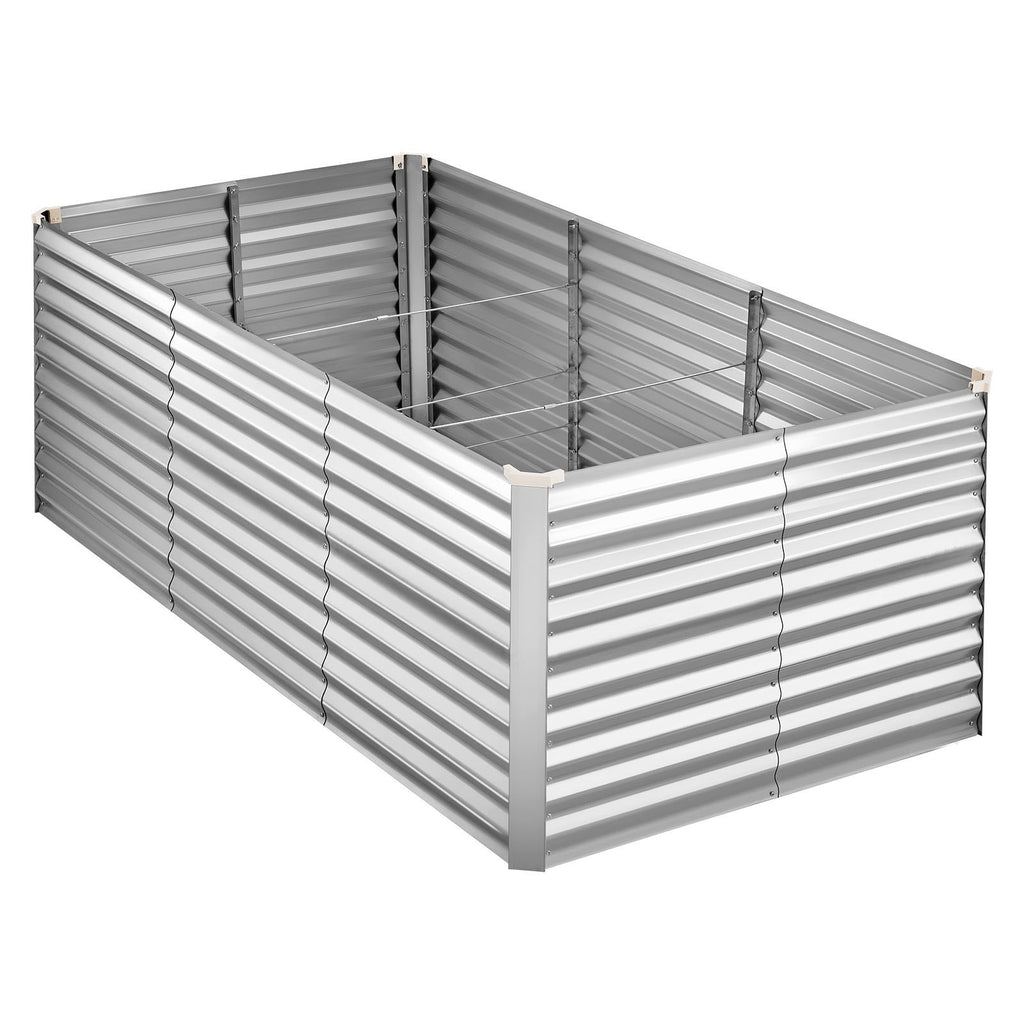 Galvanized Raised Garden Bed, 8 X 4 X 3 Ft, Rectangular Metal Planter Box Kit Outdoor, Bottomless Elevated Planting Box With Gloves, Rustproof Alu-Zinc, For Growing Flowers Vegetables, Silver — product image 1