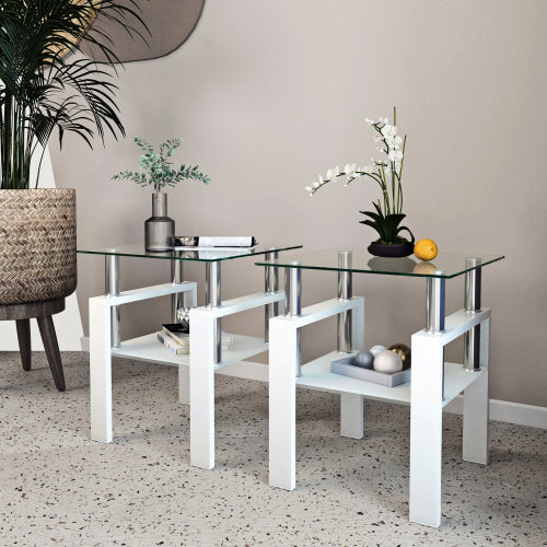 Set of 2 — Modern Tempered Glass Tea Table Coffee Table End Table — product image 1