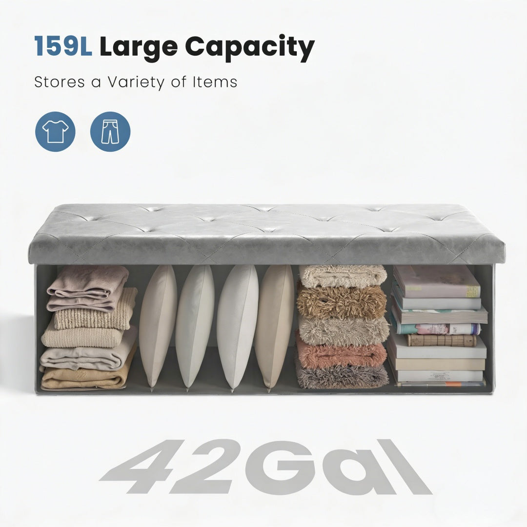 43-inch Foldable Storage Bench, Made Of PVC, With A Load Capacity Of 660 Pounds — product image 2