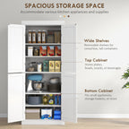  72" Kitchen Cabinet, Pantry Storage Cabinet with Doors and Shelves, Freestanding Food Pantry Cabinet, White Wood Grain — product image 2