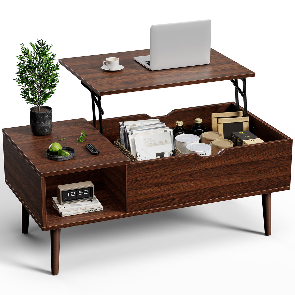 Lift Tabletop Coffee Tables For Living Room With Storage Shelf And Hidden Compartment — product image 3