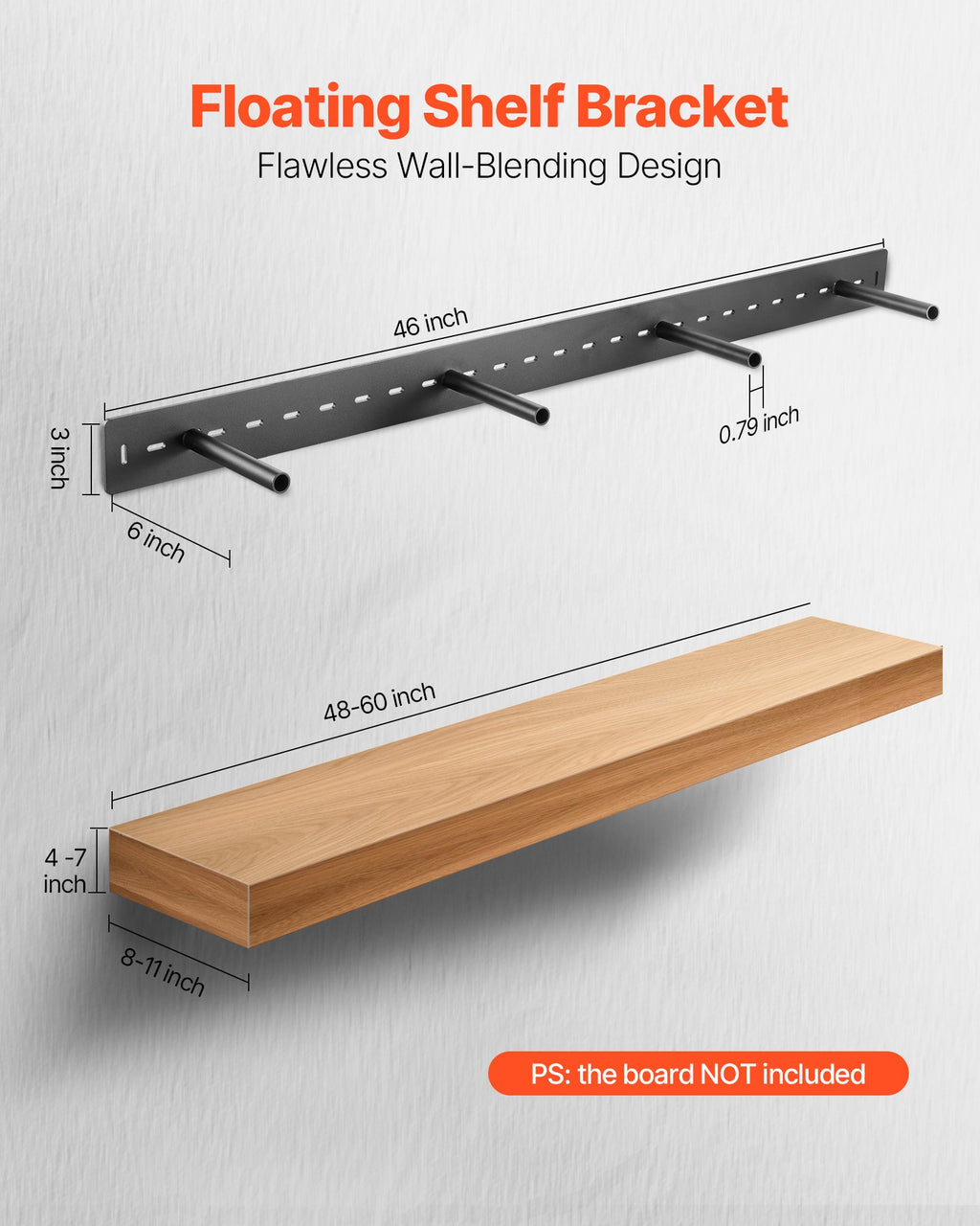 1 Pack Shelf Bracket 46 Inch / 1168.4 Mm Heavy Duty Floating Shelf Bracket — product image 3
