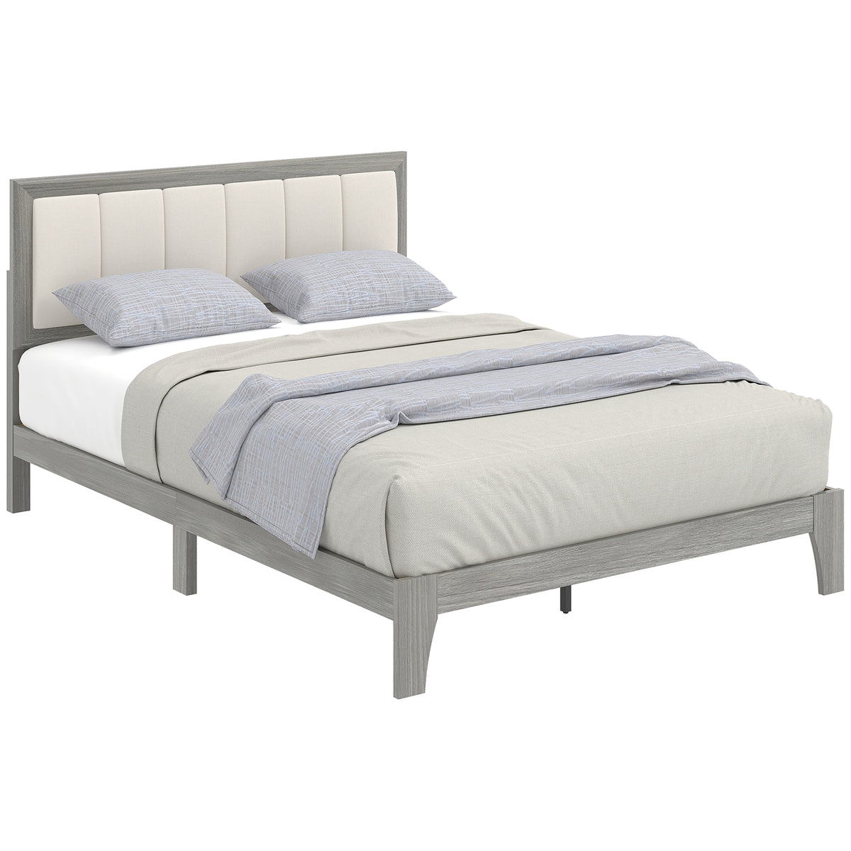 Full Bed Frame with Headboard Full Size Platform Bed Frame with Wooden Slats No Box — product image 1