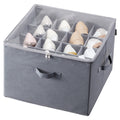 Gray under-bed shoe organizer with adjustable dividers