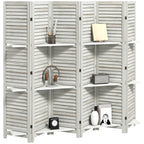 6 Panel 67" Tall Wood Privacy Screen Room Divider with 3 Shelves and Folding Storage — product image 1