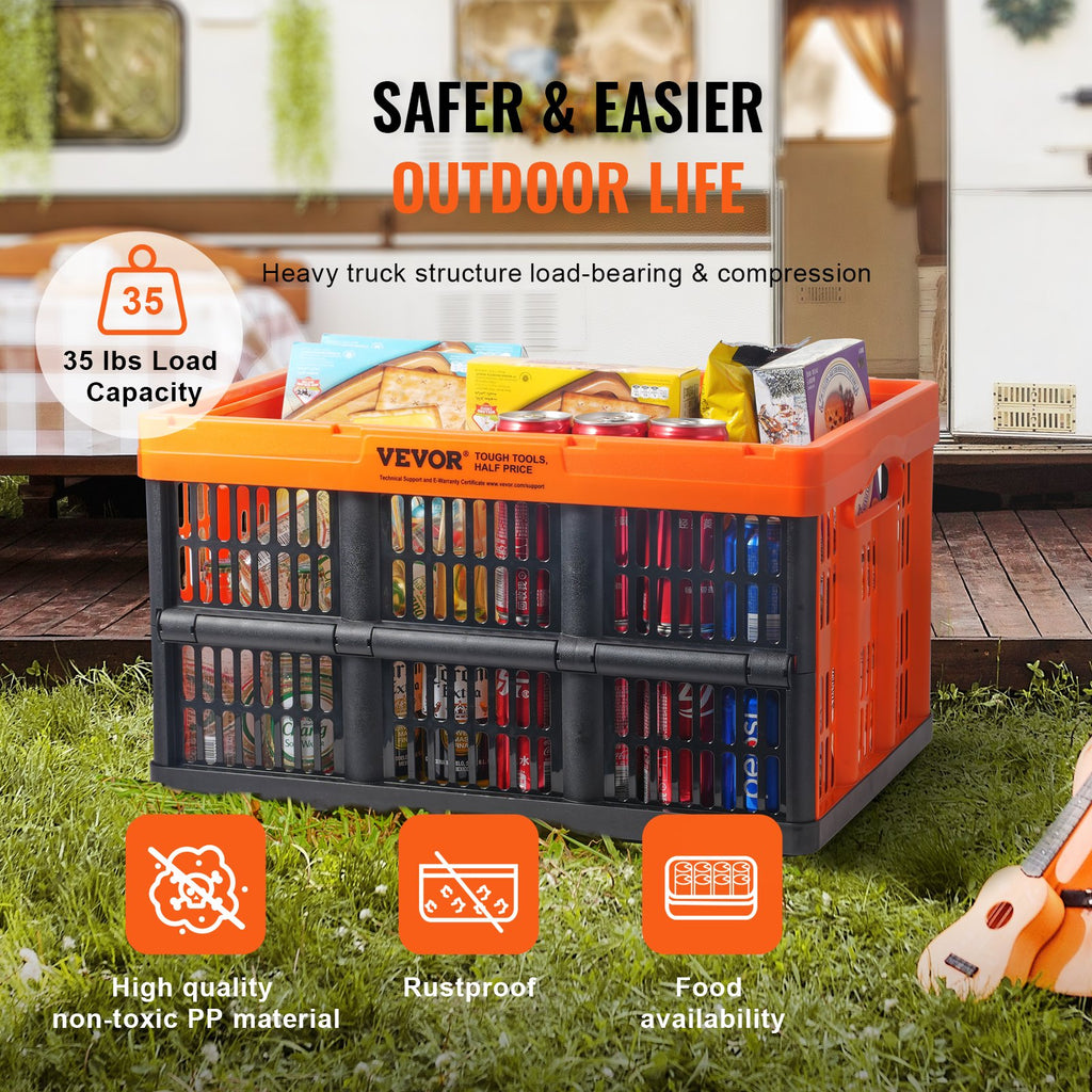 Storage bin carrying handles and folding construction