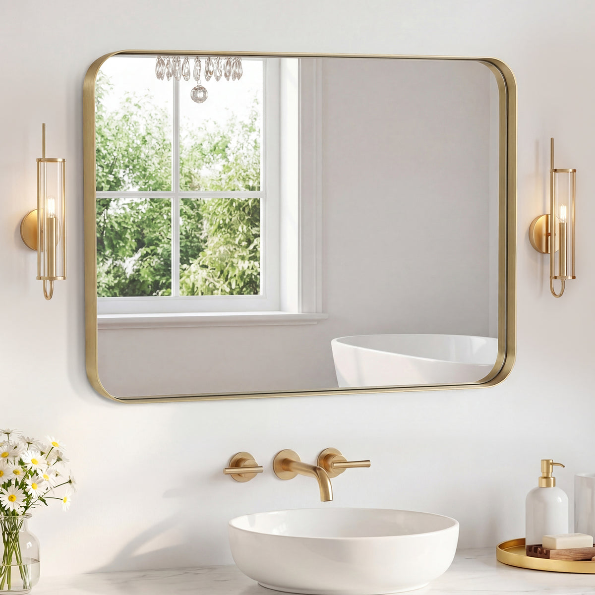 Wall Mirror With Rectangular Metal Frame — product image 1