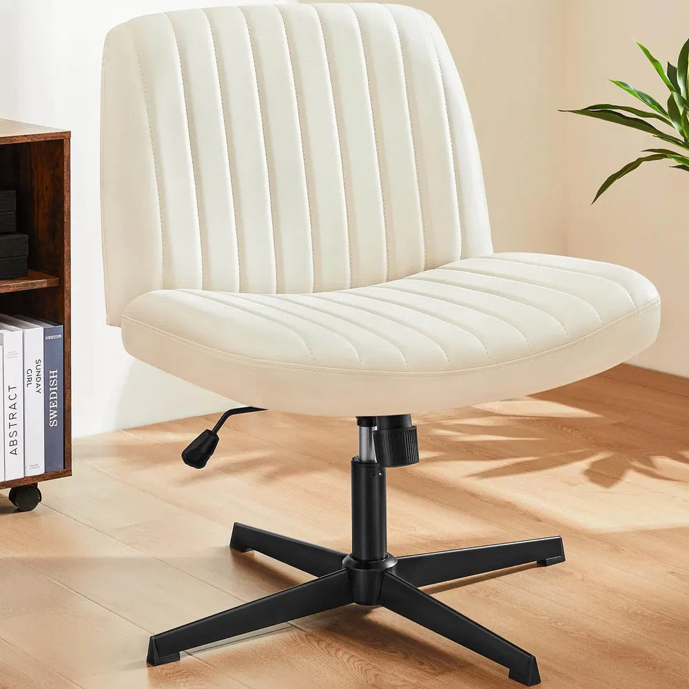 Cross Legged Office Living Room Rocking Gaming Chair Armless Wide Desk Adjustable Swivel Fabric Task Vanity Home Office — product image 3