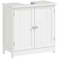  Under Sink Bathroom Cabinet, Pedestal Sink Storage Cabinet with 2 Doors, Shelf and U-Shape, White — product image 1