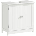  Under Sink Bathroom Cabinet, Pedestal Sink Storage Cabinet with 2 Doors, Shelf and U-Shape, White — product image 1