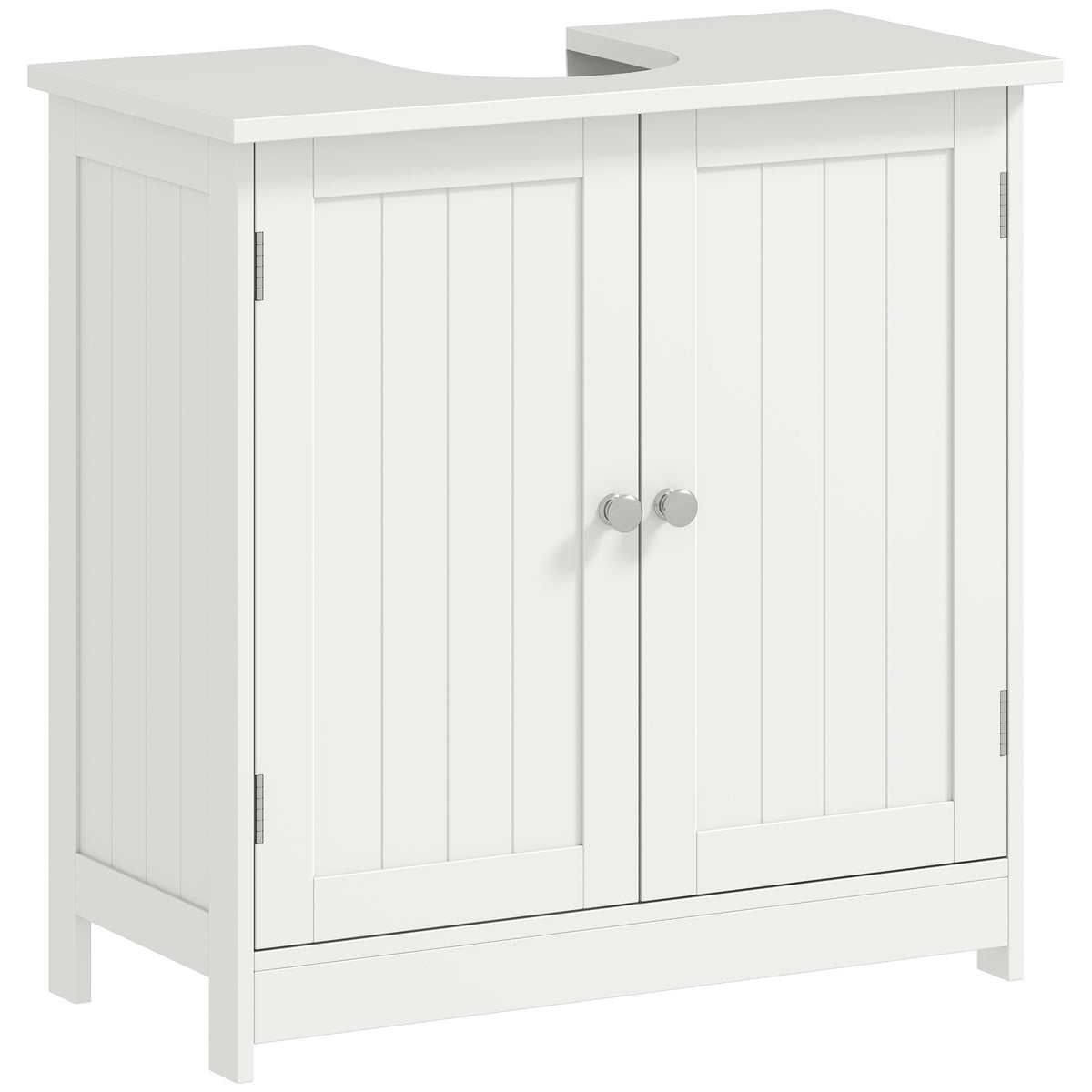  Under Sink Bathroom Cabinet, Pedestal Sink Storage Cabinet with 2 Doors, Shelf and U-Shape, White — product image 1