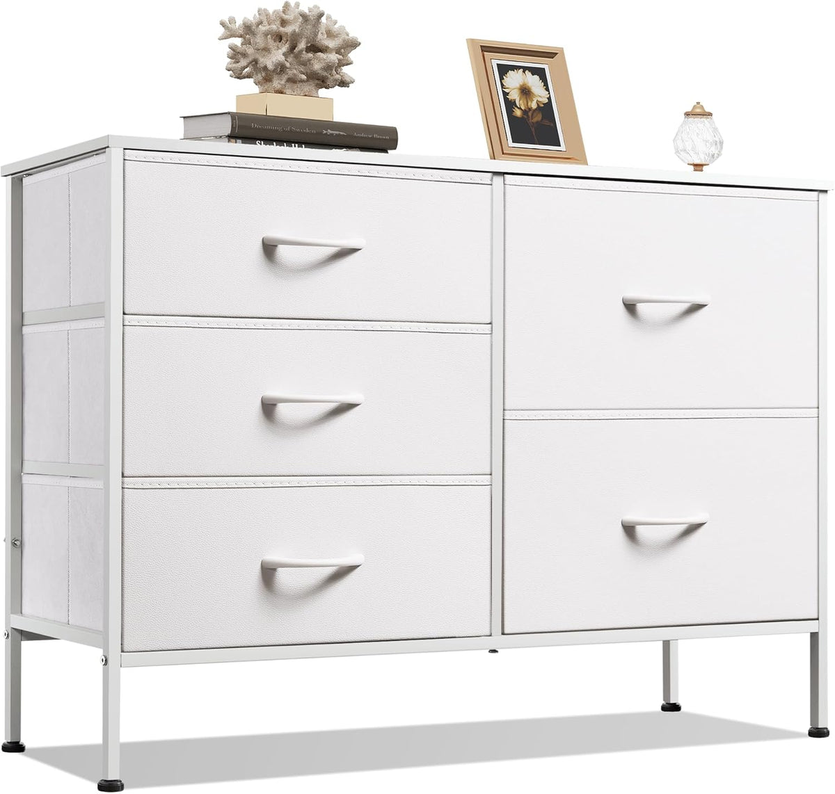 5 Drawer Dresser For Bedroom, Drawers With Wooden Top Metal Frame — product image 3