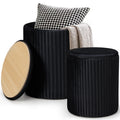 Two-piece Round Storage Ottoman Set - A Plush Dressing Stool With Storage Function, A Multi-functional Coffee Table Ottoman — product image 1