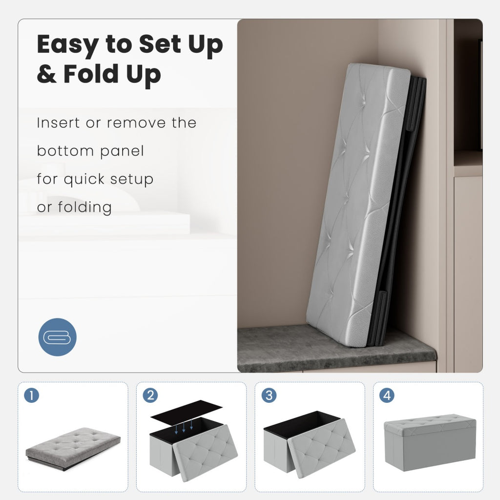 43-inch Foldable Storage Bench, Made Of PVC, With A Load Capacity Of 660 Pounds — product image 3