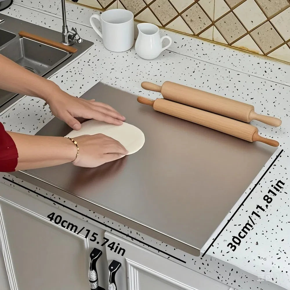 Stainless Steel Cutting Board With Lip For Kitchen Chopping Boards For Countertop Large Metal Cutting Board Over Sink Suitable For Meat Fruits Vegetables Bread Noodle And Pizza Bamboo Knives — product image 1