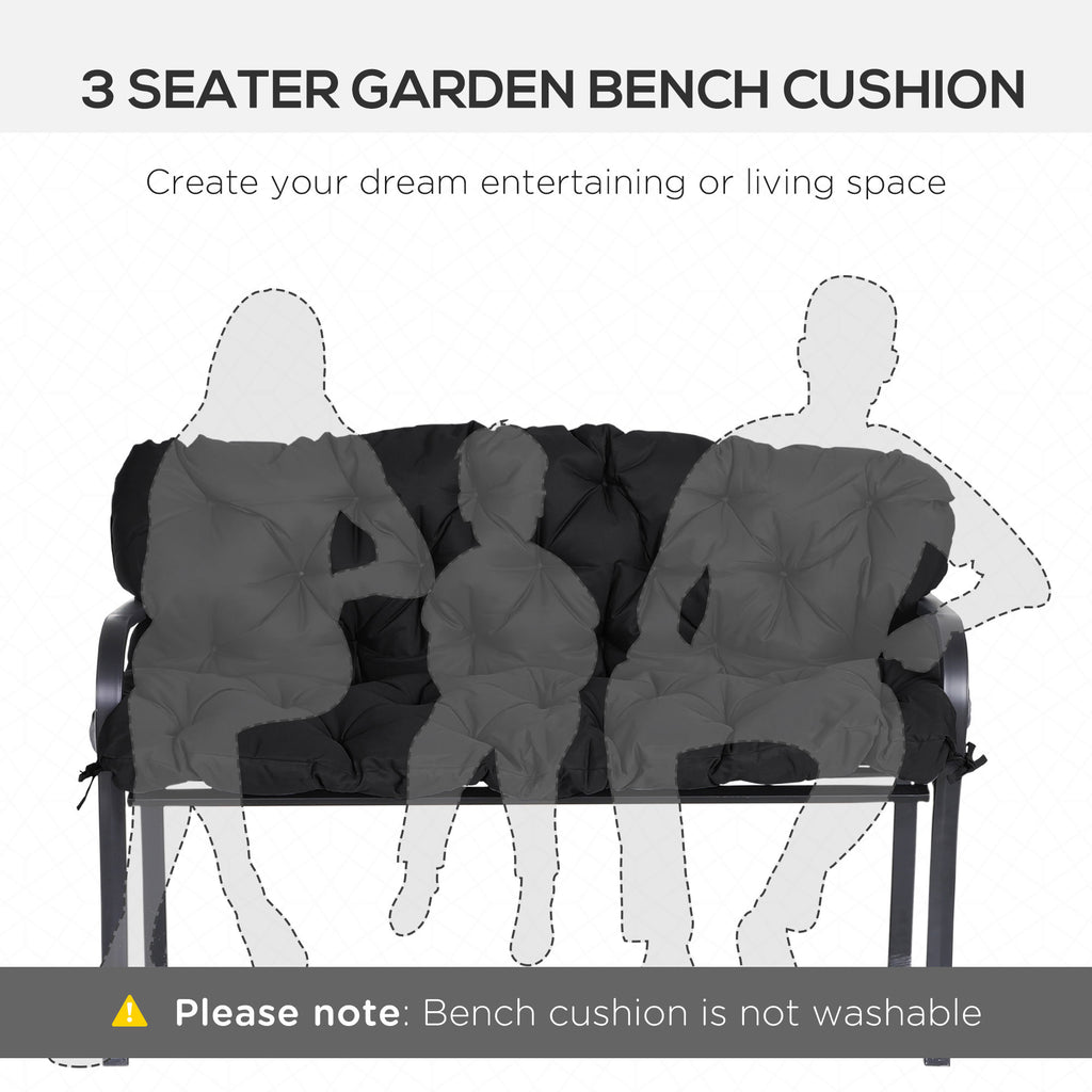 59" x 38" Tufted Bench Cushion for Outdoor Furniture, 3-Seater Replacement for Swing Chair, Patio Sofa/Couch, Black — product image 2