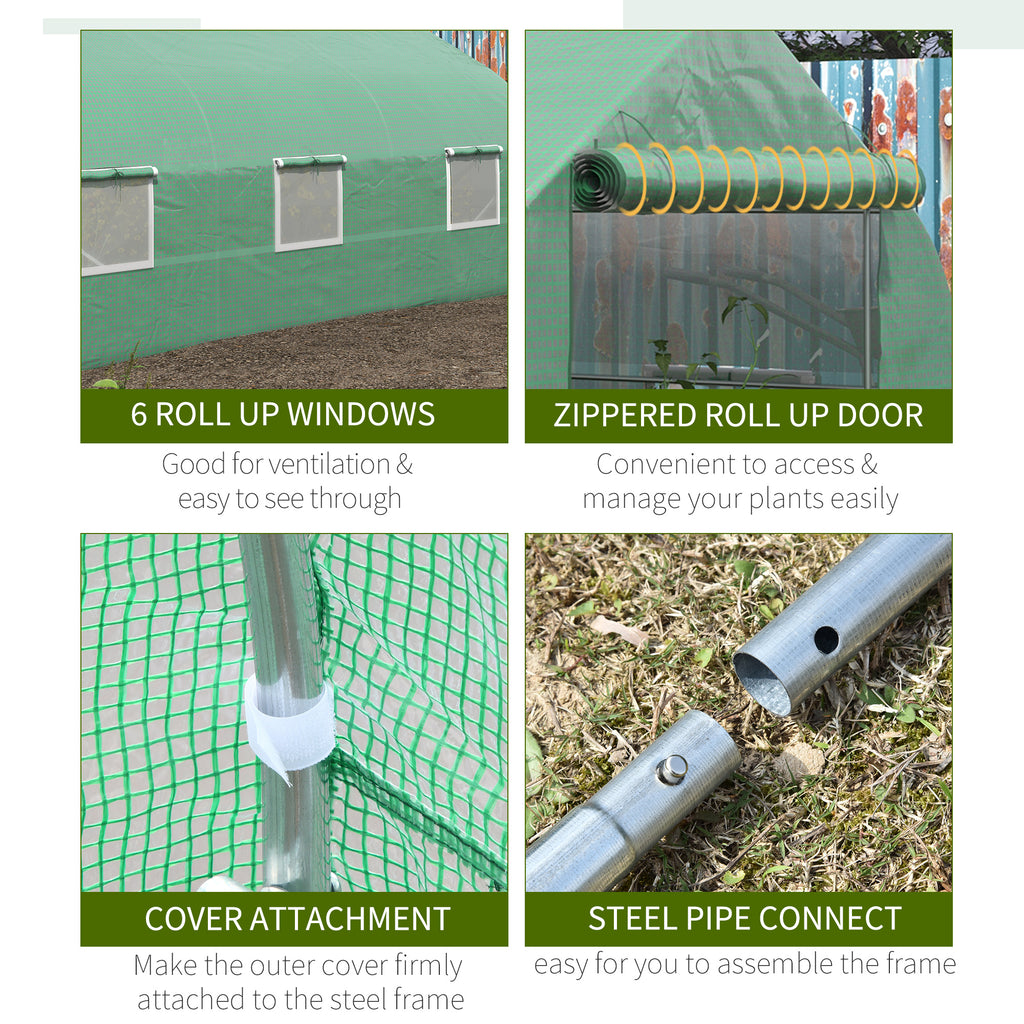 11.5 X 10 X 6.5 Outdoor Portable Walk-in Tunnel Greenhouse with Windows-Deep Green — product image 2