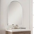 20x30 Inch Silver Metal Framed Arched Bathroom Mirror for Wall. — product image 3