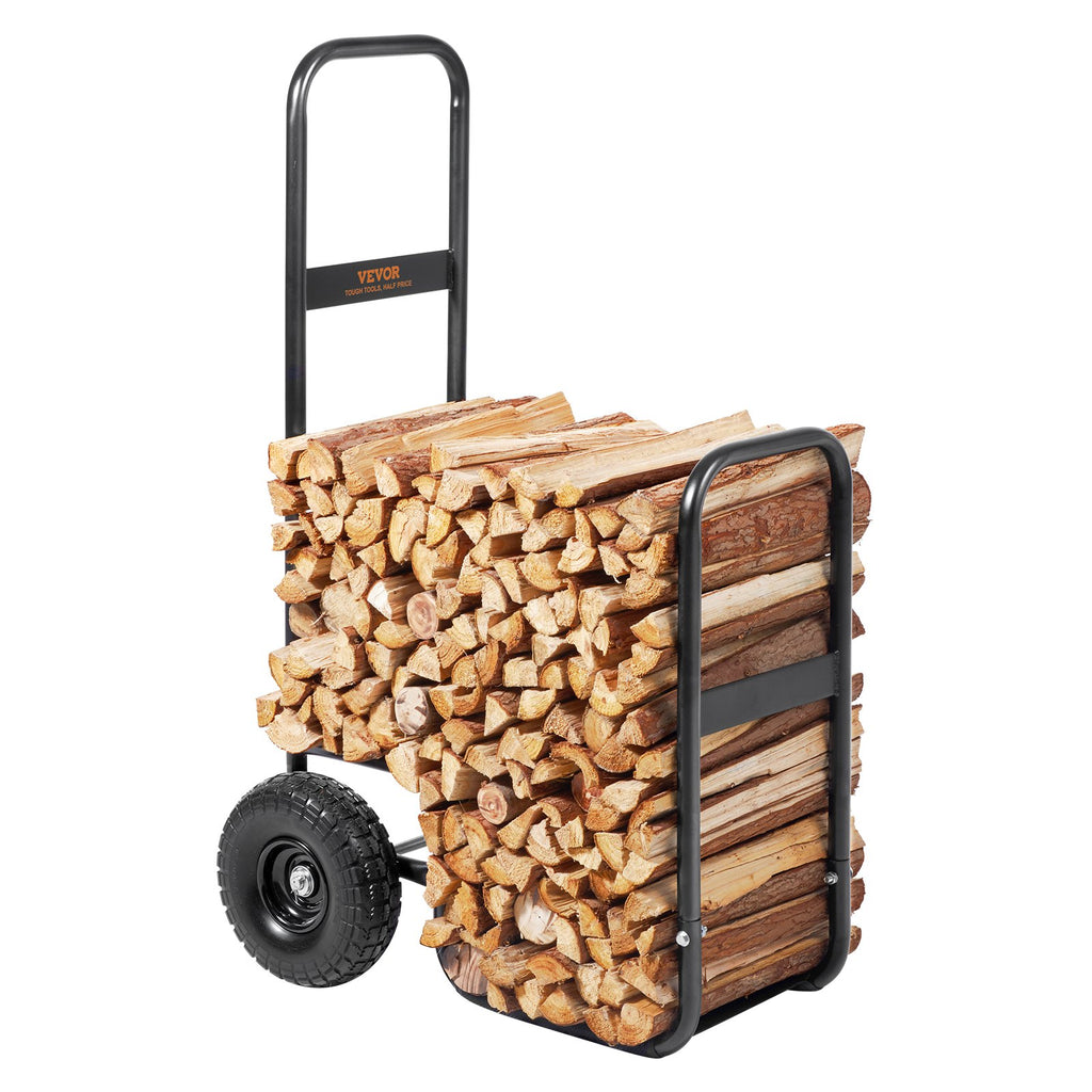 Firewood Log Cart, 250 Lbs Capacity, Outdoor And Indoor Wood Rack Storage Mover With PU Wheels  Waterproof Cloth, Heavy Duty Steel Dolly Hauler, Firewood Carrier For Fireplace, Fire Pit, Black — product image 2