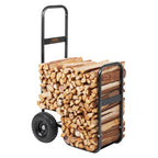 Firewood Log Cart, 250 Lbs Capacity, Outdoor And Indoor Wood Rack Storage Mover With PU Wheels  Waterproof Cloth, Heavy Duty Steel Dolly Hauler, Firewood Carrier For Fireplace, Fire Pit, Black — product image 2