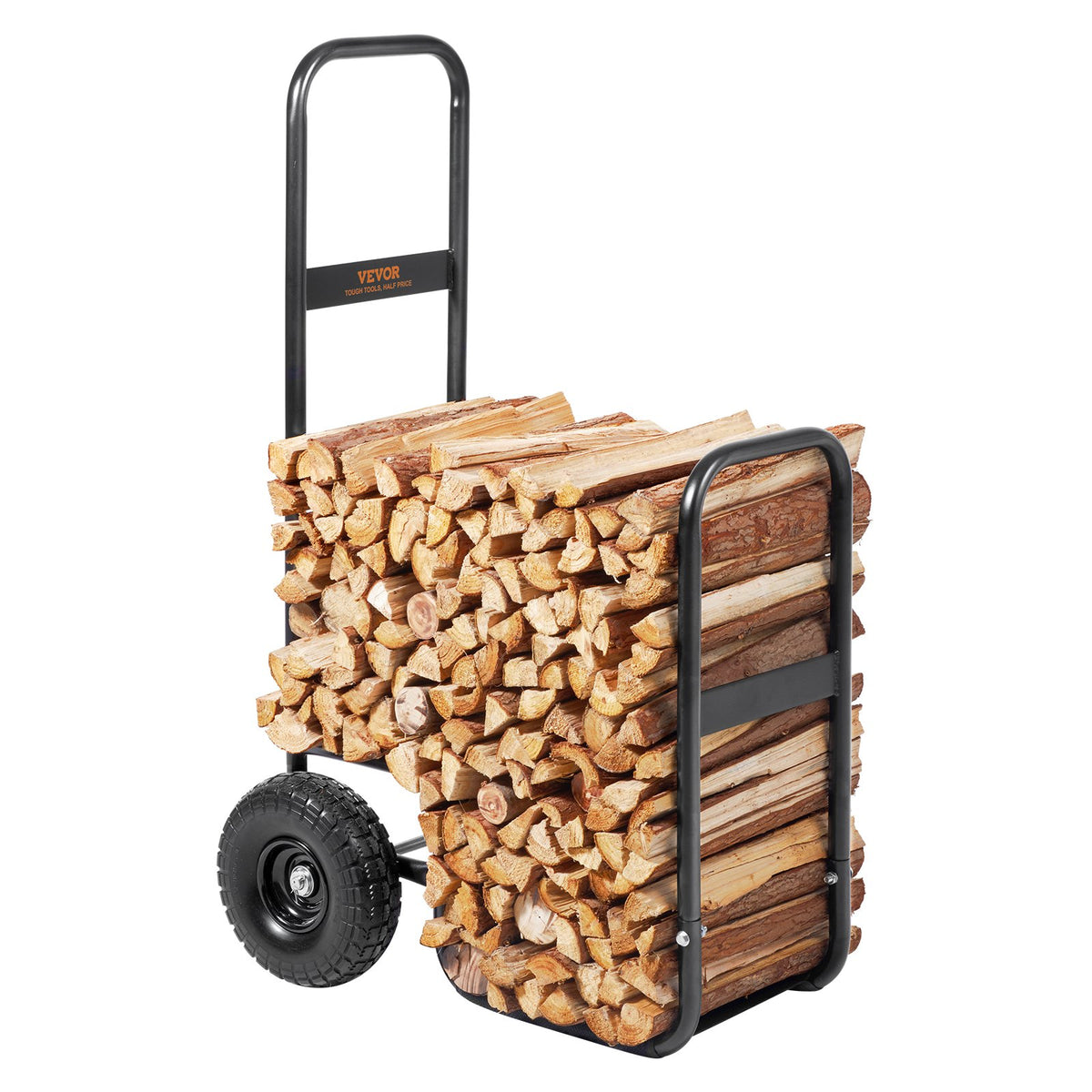 Firewood Log Cart, 250 Lbs Capacity, Outdoor And Indoor Wood Rack Storage Mover With PU Wheels  Waterproof Cloth, Heavy Duty Steel Dolly Hauler, Firewood Carrier For Fireplace, Fire Pit, Black — product image 2