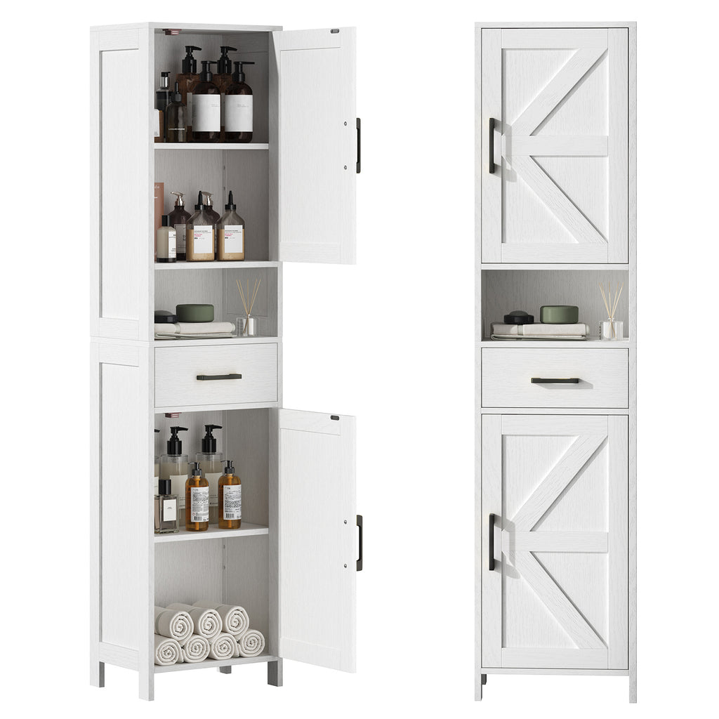 Tall Narrow Storage Cabinet — 2 Barn Doors with Drawer — product image 1
