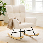 Swing Chair, Made Of Teddy Fabric, Equipped With A High Backrest And A Seat With A Cushion. — product image 1