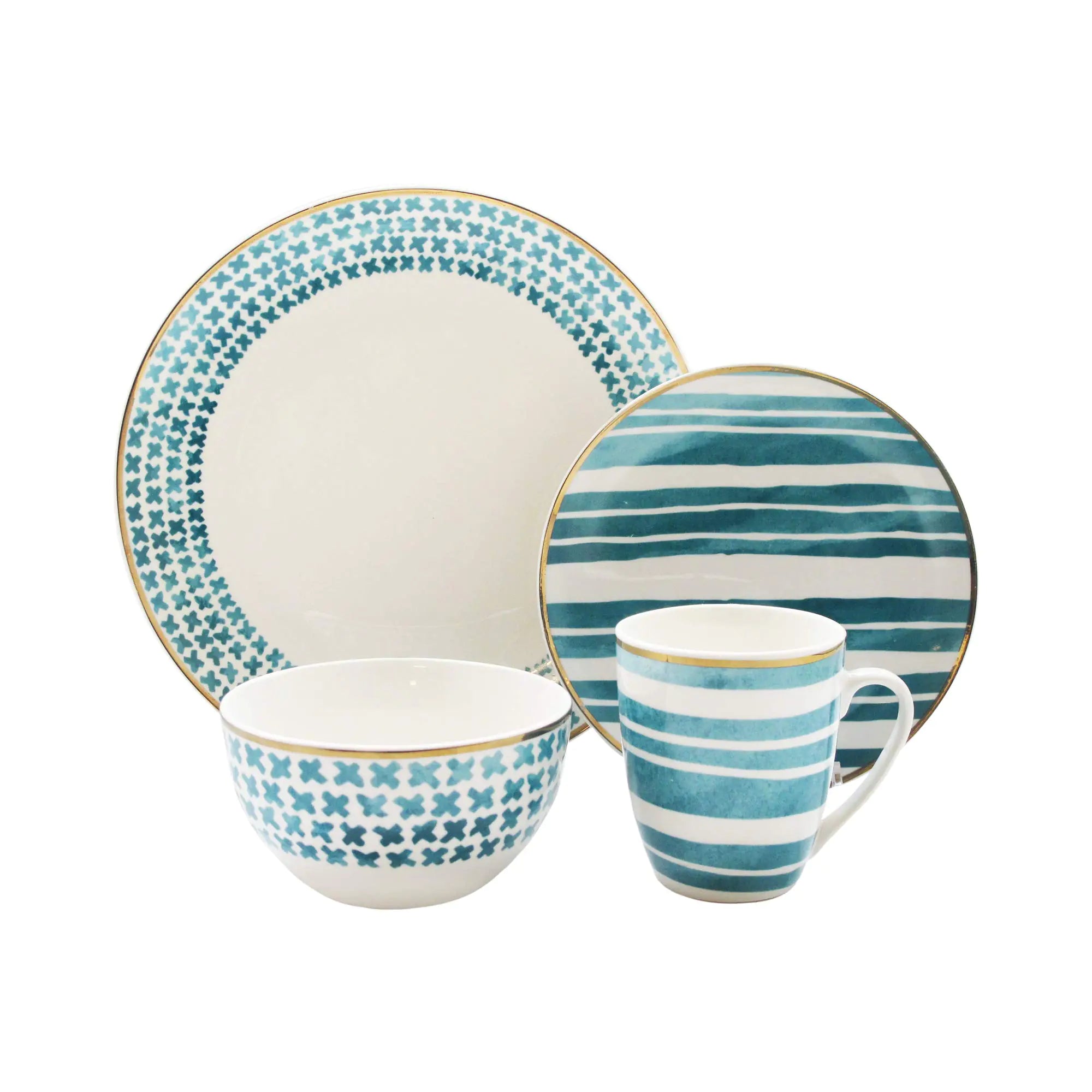 Elle Casual Porcelain Dinnerware Set - 16 Pieces, Gift Edition