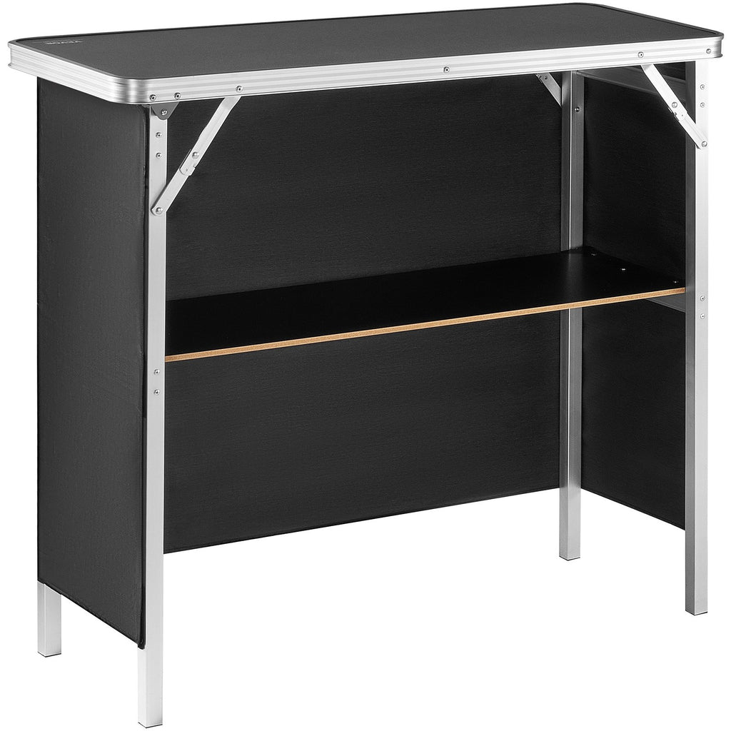 Folding Portable Bar Table, Tradeshow Podium Table For Indoor, Outdoor, Party, Picnic, Exhibition, Includes Carrying Case, Storage Shelf And  Black Skirt, 38.39' X 15.16' X 34.25' — product image 3