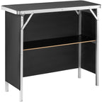Folding Portable Bar Table, Tradeshow Podium Table For Indoor, Outdoor, Party, Picnic, Exhibition, Includes Carrying Case, Storage Shelf And  Black Skirt, 38.39' X 15.16' X 34.25' — product image 3