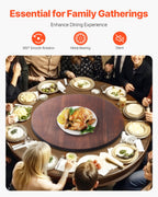 24 in Wood Lazy Susan Turntable — 360° Rotation Round Clear Tabletop Rotating Tray — product image 2