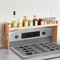 Over the Stove Spice Shelf Spice Rack Kitchen Organizer 32.6x13in Bamboo 6 Hooks — product image 1