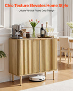 Coffee Bar Cabinet — Mid Century Fluted Coffee Bar Table with 2-Tier Storage — product image 3