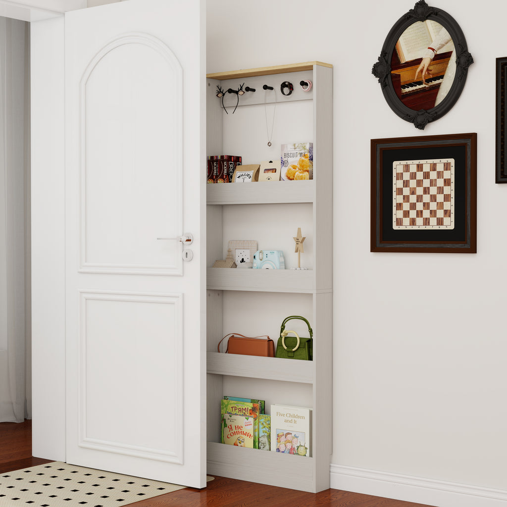 Behind the Door 69 Tall Bookcase with 4 Shelves and 5 Hooks — product image 3