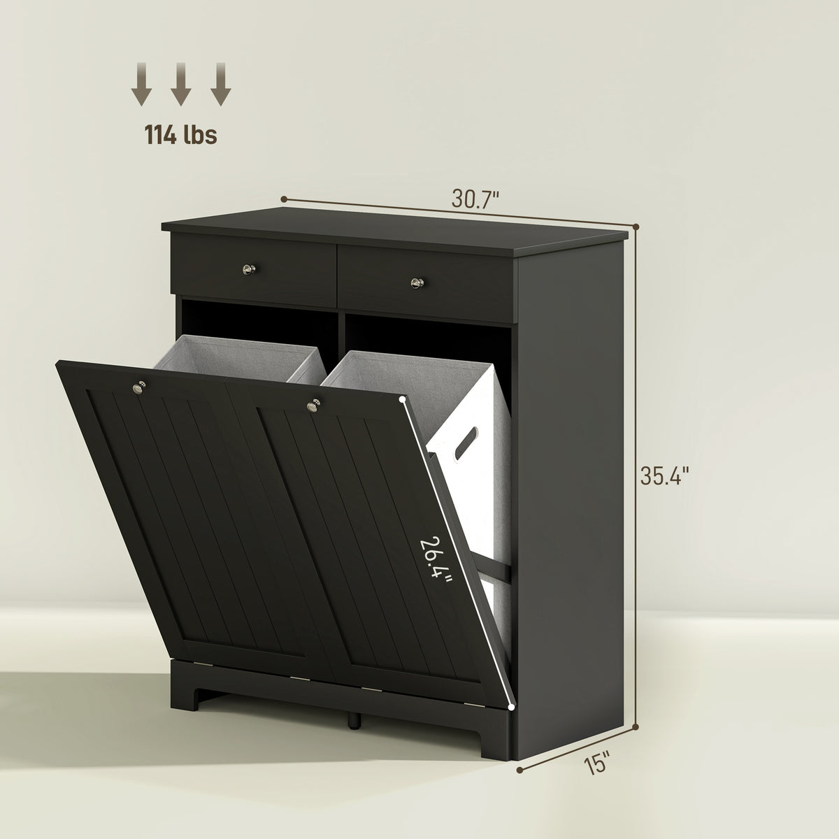 Laundry Hamper Cabinet — Laundry Cabinet with 2 Tilt Out Laundry Baskets and 2 Drawers — product image 3