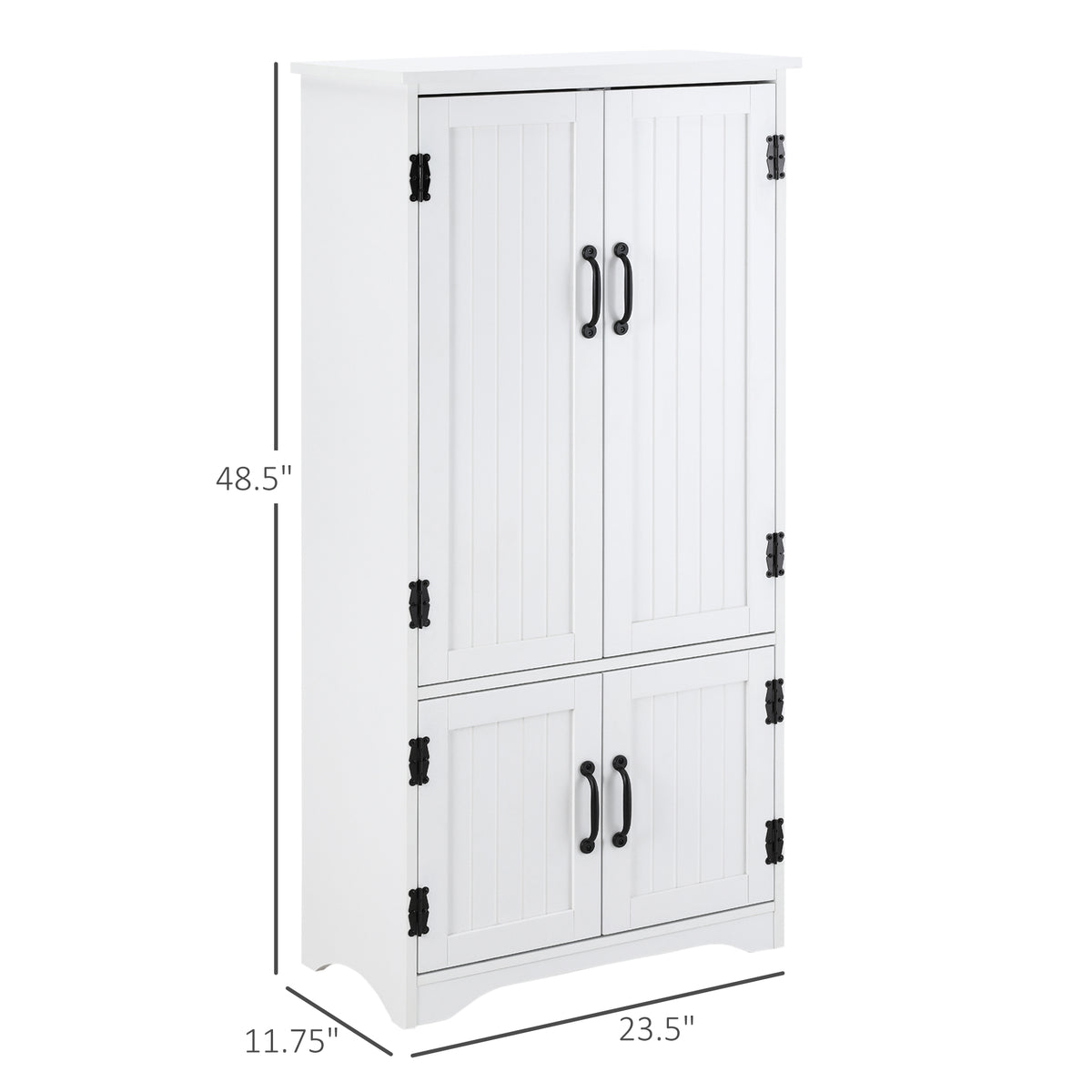 Accent Floor Storage Cabinet Kitchen Pantry with Adjustable Shelves and 2 Lower Doors, White — product image 3