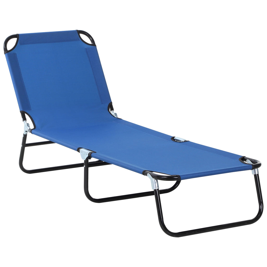Folding Chaise Lounge Pool Chairs, Outdoor Sun Tanning Chairs with 5-Level Reclining Back, Steel Frame for Beach, Yard, Patio, Blue — product image 1