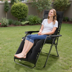 Black zero-gravity patio recliner — view 2