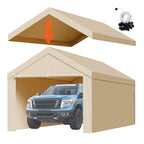 Carport Replacement Canopy, 10 X 20 Ft Potable Garage Tent Top Tarp With Sidewalls, UV-Resistant & Waterproof, Heavy Duty Car Shelter Tarp With Ball Buggees, Beige, Frame Not Included — product image 1