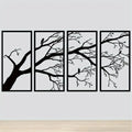 Iron Bare Branch & Bird 4-Panel Wall Art — Minimalist Style Wall Hanging — product image 1