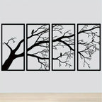 Iron Bare Branch & Bird 4-Panel Wall Art — Minimalist Style Wall Hanging — product image 1