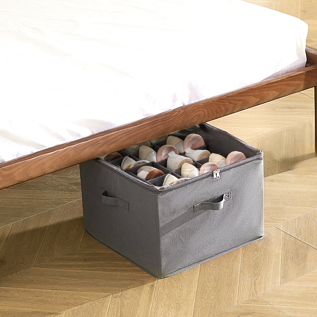 Under-bed shoe storage organizer detail