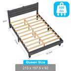 Dark Gray Queen Size Tufted Platform Bed Frame - Linen-Like Upholstery — product image 3