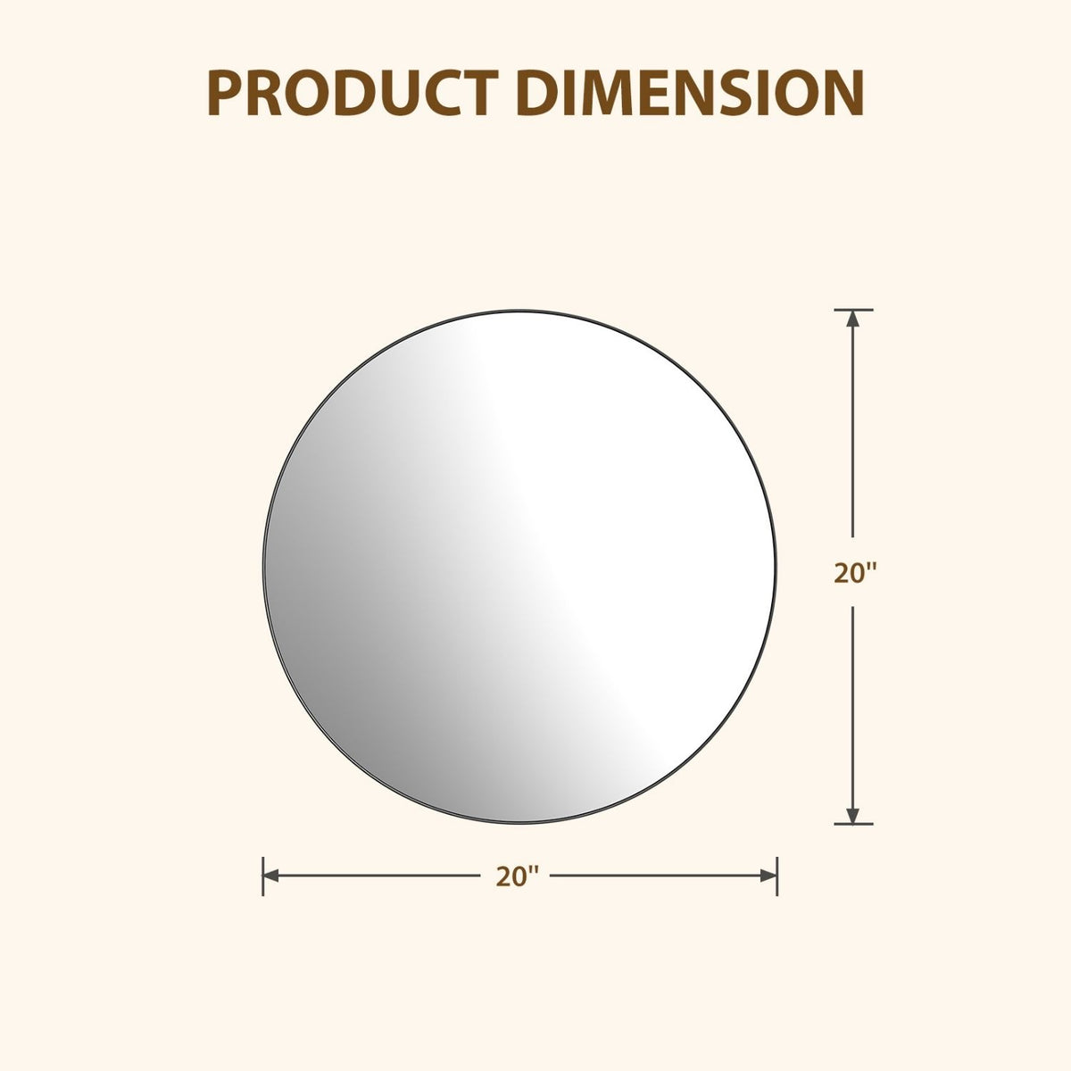 Round wall mirror detail showing clear tempered glass