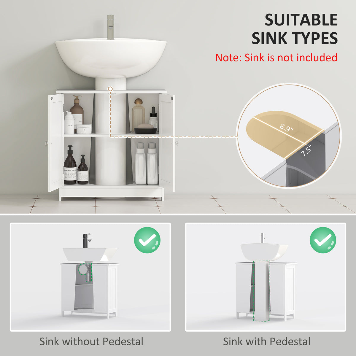 24" Under Sink Storage Cabinet with 2 Doors and Shelves — product image 2