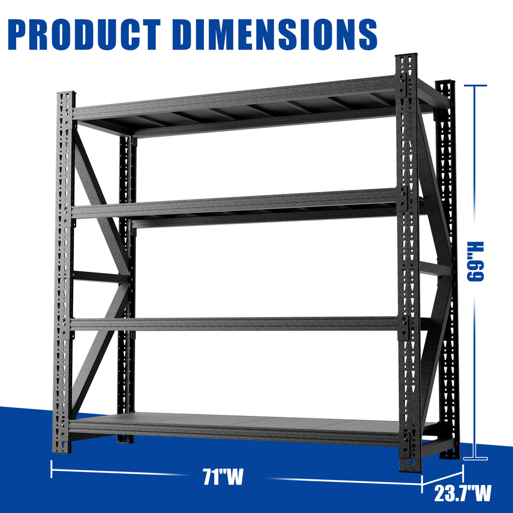 5000LBS Industrial Shelving For Warehouse, Heavy Duty Metal Adjustable Garage Shelves  69 H X 71 W X 23.7 D  5000LBS Storage Unit, Black — product image 3