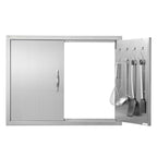 BBQ Access Door, 31W X 24H Inch Double Outdoor Kitchen Door, Stainless Steel Flush Mount Door, Double Wall Vertical Door With Handles And Hooks, For BBQ Island, Grilling Station, Outside Cabinet — product image 2