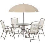 6 Piece Patio Dining Set for 4 with Umbrella — Outdoor Table and Chairs with 4 Folding — product image 1