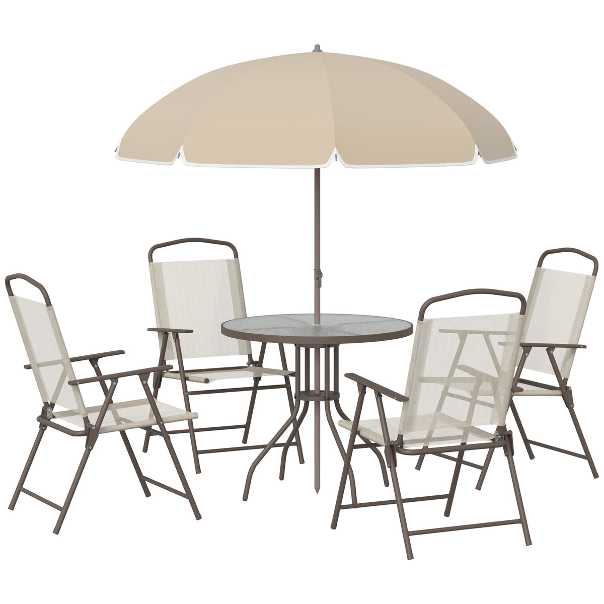 6 Piece Patio Dining Set for 4 with Umbrella — Outdoor Table and Chairs with 4 Folding — product image 1
