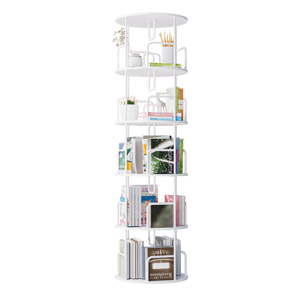 Rotating Bookshelf Tower 5 Tier Spinning Bookcase Revolving 360 Book Shelf Narrow — product image 1